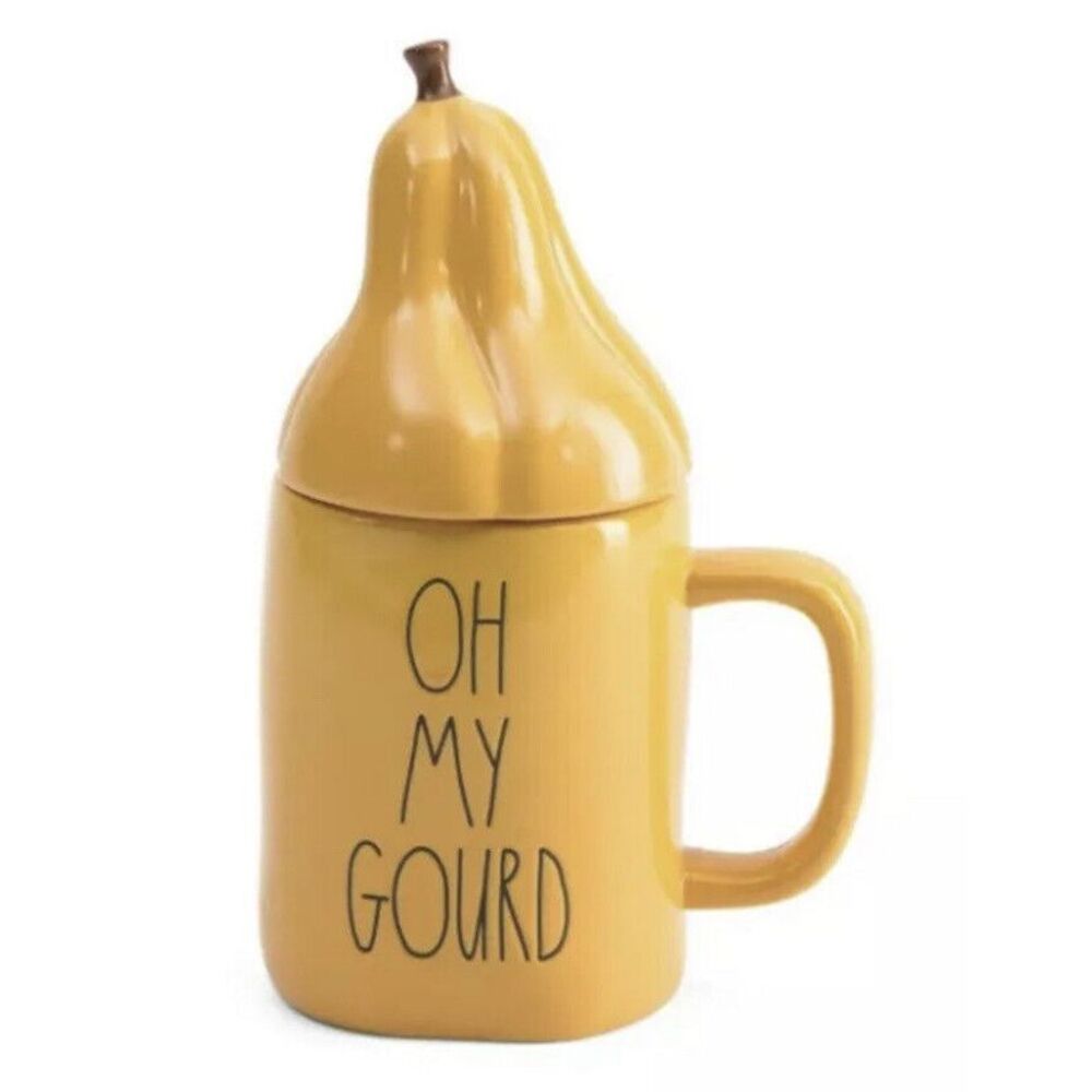 New Rae‎ Dunn By Magenta Oh My Gourd Figural Mug With Topper Fall Thanksgiving